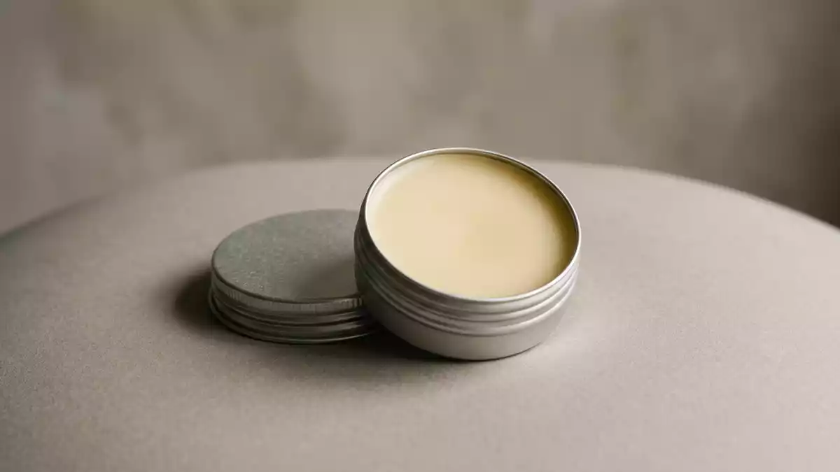 Fotorealistische Studioansicht von Lippenbalsam in neutraler Produktdarstellung