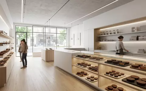 Architektur-Render im Süßwarenfachhandel mit Erdnusspralinen zum Thema Reese's Peanut Butter Cups, ISIN US4278661081, neutrales Tageslicht - Foto: THN