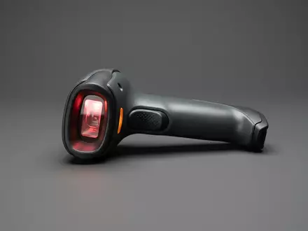 Fotorealistische Studioaufnahme von Handscanner zum Thema Zebra Barcode Scanner, ISIN US98980G1022, klare Lichtfuehrung - Foto: THN