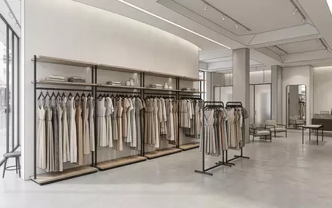 Architektur-Render im Modegeschäft mit Damenkleider zum Thema Zalando Kleider, ISIN DE000ZAL1111, neutrales Tageslicht - Foto: THN