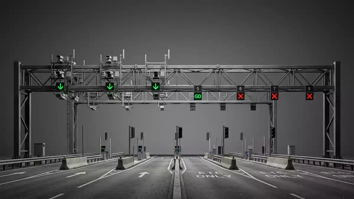 Fotorealistische Studioansicht von Mautsystem in neutraler Produktdarstellung, neutral