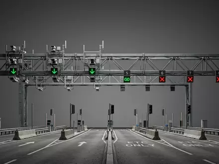 Fotorealistische Studioaufnahme von Mautsystem zum Thema Vinci Autoroutes, ISIN FR0000125486, klare Lichtfuehrung - Foto: THN