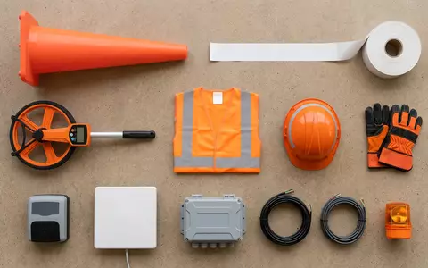 Flatlay-Arrangement rund um Mautsystem zum Thema Vinci Autoroutes, ISIN FR0000125486, weiches Oberlicht - Foto: THN