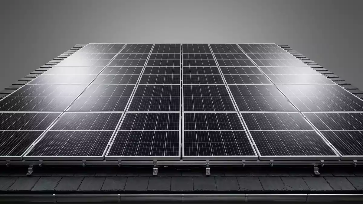 Fotorealistische Studioansicht von Solaranlage in neutraler Produktdarstellung