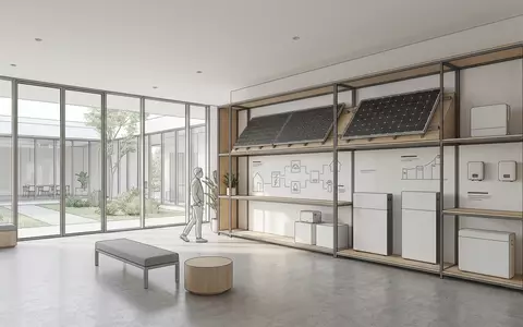 Architektur-Render im Energie-Fachhandel mit Solaranlage zum Thema Sunrun Solar, ISIN US86771W1053, neutrales Tageslicht - Foto: THN