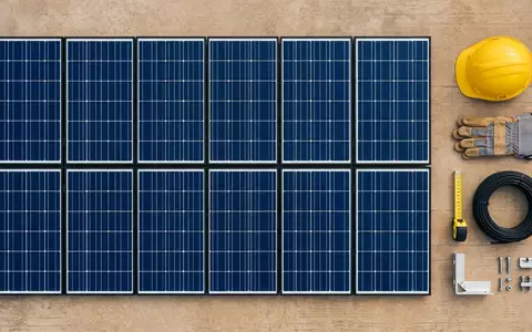 Flatlay-Arrangement rund um Solaranlage zum Thema Sunrun Solar, ISIN US86771W1053, weiches Oberlicht - Foto: THN