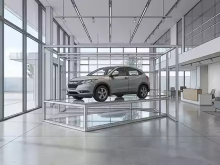 Architektur-Render im Autohaus mit Kompakt-SUV zum Thema Opel Grandland, ISIN NL00150001Q9, neutrales Tageslicht - Foto: THN