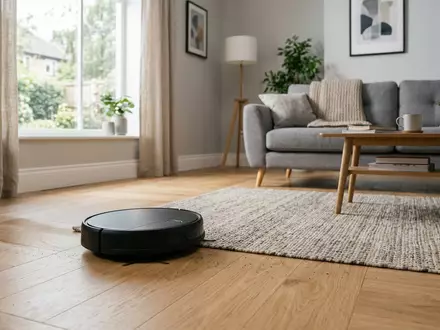 Fotorealistische Aufnahme von Saugroboter im Wohnzimmer zum Thema Xiaomi Saugroboter, ISIN KYG9830T1043, natuerliches Licht - Foto: THN