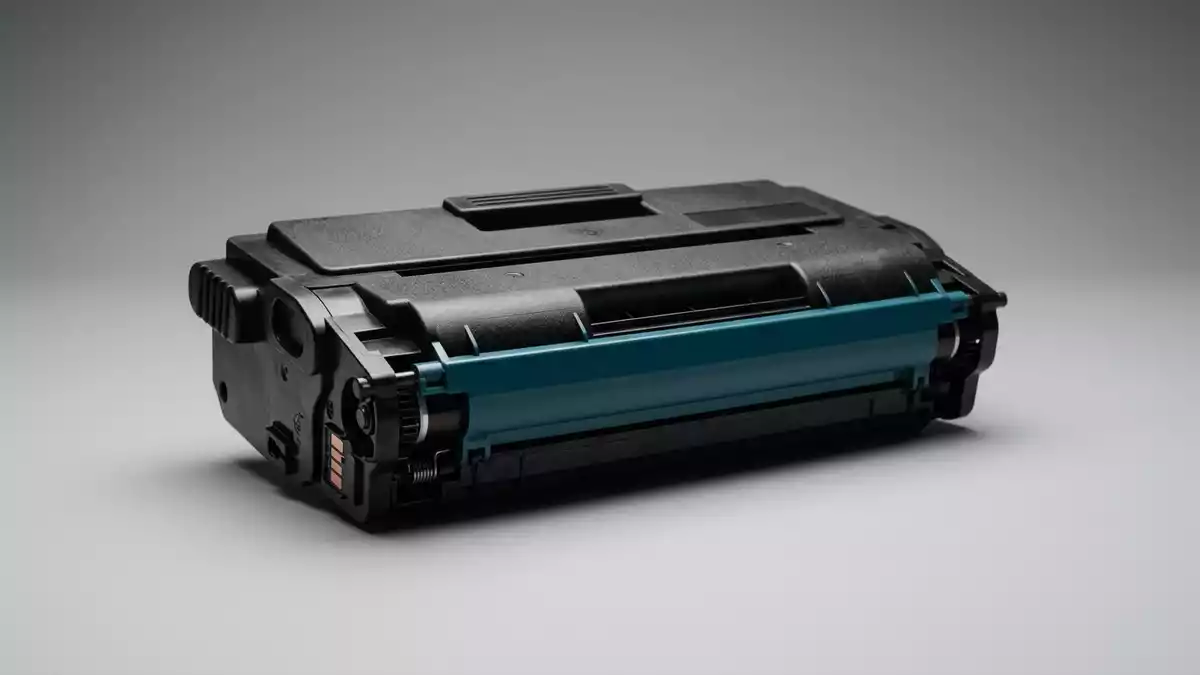 Fotorealistische Studioansicht von Tonerpatrone in neutraler Produktdarstellung