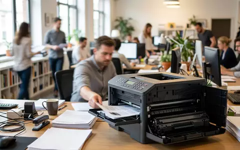 Fotorealistische Aufnahme von Tonerpatrone im Büro zum Thema Xerox Toner, ISIN US98421M1062, natuerliches Licht - Foto: THN