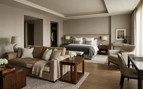 Fotorealistische Studioaufnahme von Luxushotelzimmer zum Thema Wynn Las Vegas, ISIN US9831341071, klare Lichtfuehrung - Foto: THN