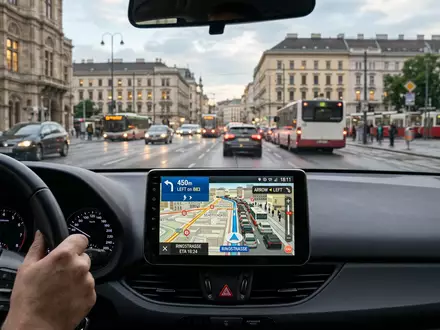 Fotorealistische Aufnahme von Navigationsgerät im Auto zum Thema TomTom GO Navigation, ISIN NL0000387058, natuerliches Licht - Foto: THN