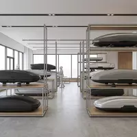 Architektur-Render im Autozubehörhandel mit Dachbox zum Thema Thule Dachbox, ISIN SE0006422390, neutrales Tageslicht - Foto: THN