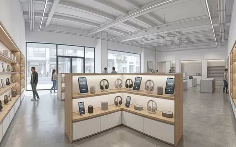 Architektur-Render im Elektronik-Fachmarkt mit Musik-App zum Thema QQ Music, ISIN US88032Q1094, neutrales Tageslicht - Foto: THN
