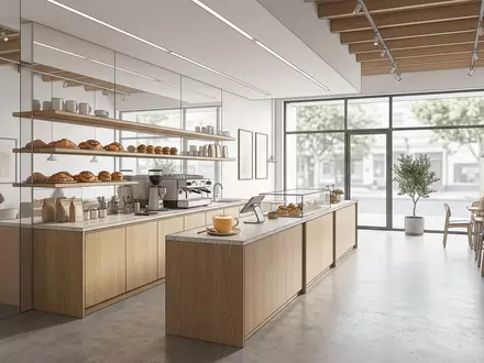 Architektur-Render im Café mit Gewürzkaffee zum Thema Pumpkin Spice Latte, ISIN US8552441094, neutrales Tageslicht - Foto: THN