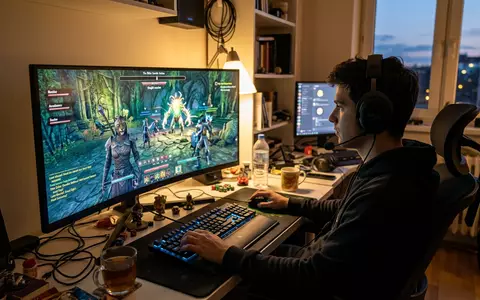 Fotorealistische Aufnahme von Rollenspiel am Schreibtisch zum Thema Final Fantasy XIV Online, ISIN JP3967200001 - Foto: THN