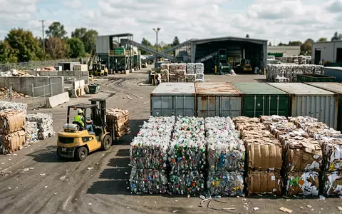 Fotorealistische Aufnahme von Recyclinganlage im Recyclingbetrieb zum Thema Veolia Recycling, ISIN FR0000124141, natuerliches Licht - Foto: THN