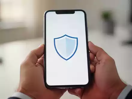 Ein Smartphone in einer Hand zeigt ein abstraktes Sicherheitssymbol vor einem unscharfen Hintergrund. - Foto: über boerse-global.de