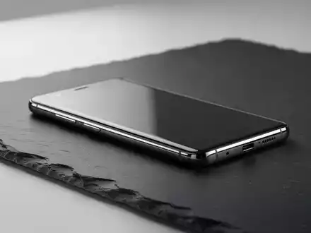 Ein hochwertiges Smartphone auf einer dunklen Schieferoberfläche in einem modernen, professionell beleuchteten Studio. - Foto: über boerse-global.de