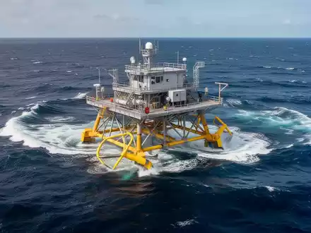 Eine moderne Wellenenergieanlage, die auf dem offenen Ozean schwimmt. - Foto: über boerse-global.de