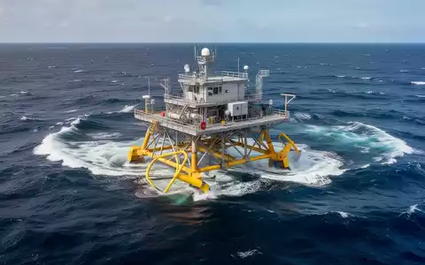 Eine moderne Wellenenergieanlage, die auf dem offenen Ozean schwimmt. - Foto: über boerse-global.de