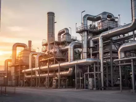 Moderne industrielle Anlage zur Rohstoffverarbeitung im Licht der Morgendämmerung. - Foto: über boerse-global.de