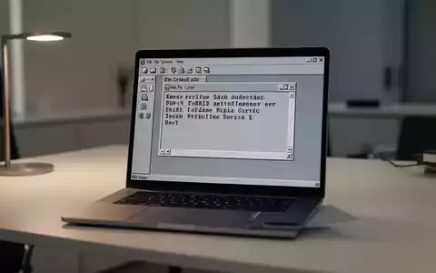 Ein moderner Laptop zeigt eine historische Textverarbeitungssoftware aus den 1990er Jahren auf einem aktuellen Betriebssystem. - Foto: über boerse-global.de