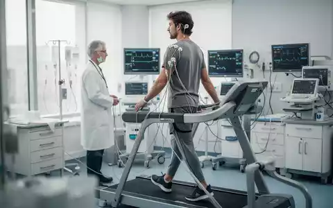 Kardiologischer Belastungstest eines Patienten mit EKG-Überwachung in einer medizinischen Praxis. - Foto: über boerse-global.de