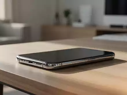 Ein modernes Smartphone liegt auf einem minimalistischen Schreibtisch in einer hellen, professionellen Arbeitsumgebung. - Foto: über boerse-global.de