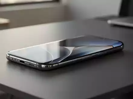 Ein modernes Flaggschiff-Smartphone auf einem minimalistischen Schreibtisch in einer professionellen Büroumgebung. - Foto: über boerse-global.de