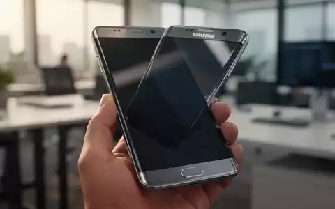 Ein modernes Samsung Galaxy Smartphone in einer Hand vor einem verschwommenen Büro-Hintergrund. - Foto: über boerse-global.de
