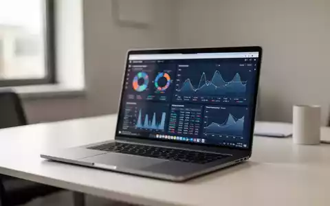 Ein moderner, minimalistischer Arbeitsplatz mit einem Laptop, der komplexe Datenanalysen anzeigt, in einer professionellen Büroumgebung. - Foto: über boerse-global.de