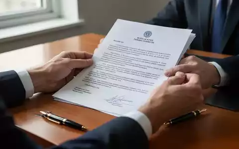 Nahaufnahme von Händen, die ein offizielles Dokument auf einem Schreibtisch halten, daneben ein Füllfederhalter. - Foto: über boerse-global.de