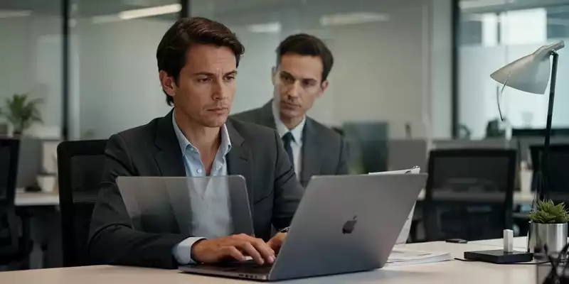 Ein Angestellter arbeitet konzentriert an einem Laptop in einem modernen, hellen Büro. - Foto: über boerse-global.de