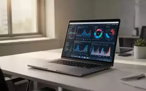 Moderner Büroarbeitsplatz mit Laptop und Datenvisualisierungen zur Compliance-Überwachung. - Foto: über boerse-global.de