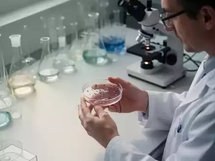 Wissenschaftler in einem Labor bei der Arbeit mit Proben zur Erforschung der Darmgesundheit und Zellalterung. - Foto: über boerse-global.de