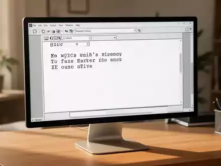Ein moderner Computerbildschirm zeigt eine klassische Textverarbeitungsoberfläche aus den 1990er Jahren auf einem Schreibtisch. - Foto: über boerse-global.de