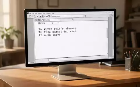 Ein moderner Computerbildschirm zeigt eine klassische Textverarbeitungsoberfläche aus den 1990er Jahren auf einem Schreibtisch. - Foto: über boerse-global.de