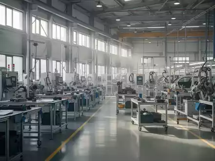 Leere Produktionshalle in einem Automobilzuliefererwerk mit industriellen Maschinen und natürlichem Lichteinfall. - Foto: über boerse-global.de