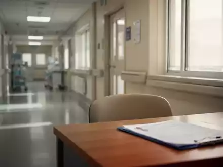 Ein leerer Flur in einer modernen Klinik mit natürlichem Lichteinfall, der die angespannte Atmosphäre im Gesundheitswesen symbolisiert. - Foto: über boerse-global.de