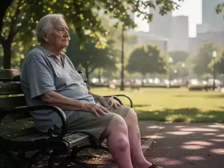 Eine ältere Person ruht im Schatten eines sommerlich heißen Tages, wobei der Fokus auf den Beinen liegt. - Foto: über boerse-global.de