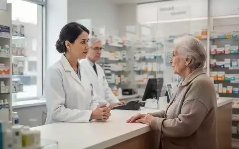 Eine Apothekerin im Beratungsgespräch mit einem älteren Patienten in einer hellen, modernen Apotheke. - Foto: über boerse-global.de