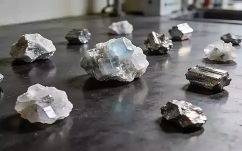 Nahaufnahme von Lithium-Erzproben und Metallmineralien auf einem industriellen Arbeitstisch. - Foto: über boerse-global.de