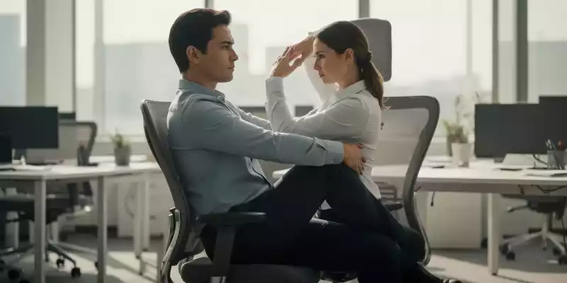 Ein Büroangestellter führt in einem modernen Büro eine sanfte Dehnübung auf seinem ergonomischen Stuhl aus. - Foto: über boerse-global.de