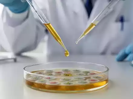Wissenschaftler bei der Laborarbeit mit einer pflanzlichen Wirkstofflösung in einer Petrischale für die Krebsforschung. - Foto: über boerse-global.de