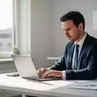 Ein Geschäftsmann arbeitet konzentriert an einem Laptop in einem modernen, hellen Büro für eine KI-Schulung. - Foto: über boerse-global.de