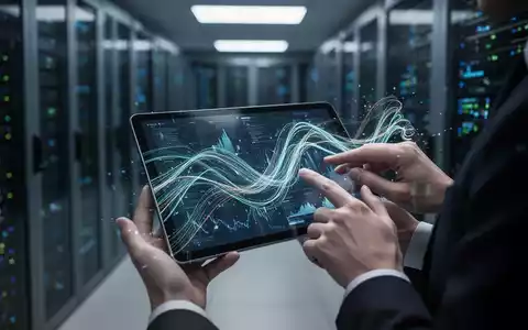 Ein professioneller Blick auf die digitale Finanzsicherheit mit Datenströmen auf einem Tablet in einem Rechenzentrum. - Foto: über boerse-global.de