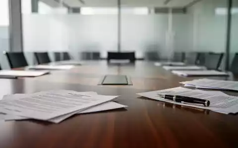 Ein moderner Konferenztisch in einem hellen Büro mit verwaschenen juristischen Unterlagen im Hintergrund. - Foto: über boerse-global.de