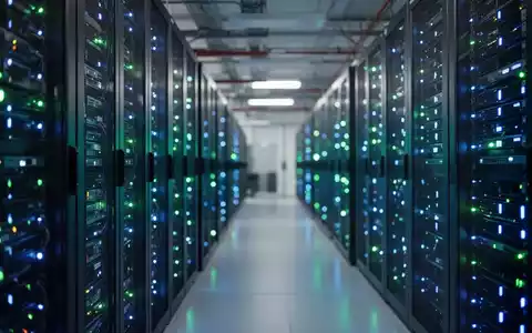 Reihen von leuchtenden Server-Racks in einem modernen Rechenzentrum als Symbol für digitale Sicherheit und Datenlokalisierung. - Foto: über boerse-global.de