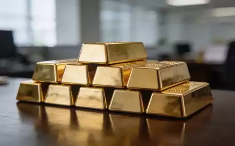 Gestapelte Goldbarren auf einer dunklen Holzoberfläche in einem professionellen, dezent beleuchteten Umfeld. - Foto: über boerse-global.de